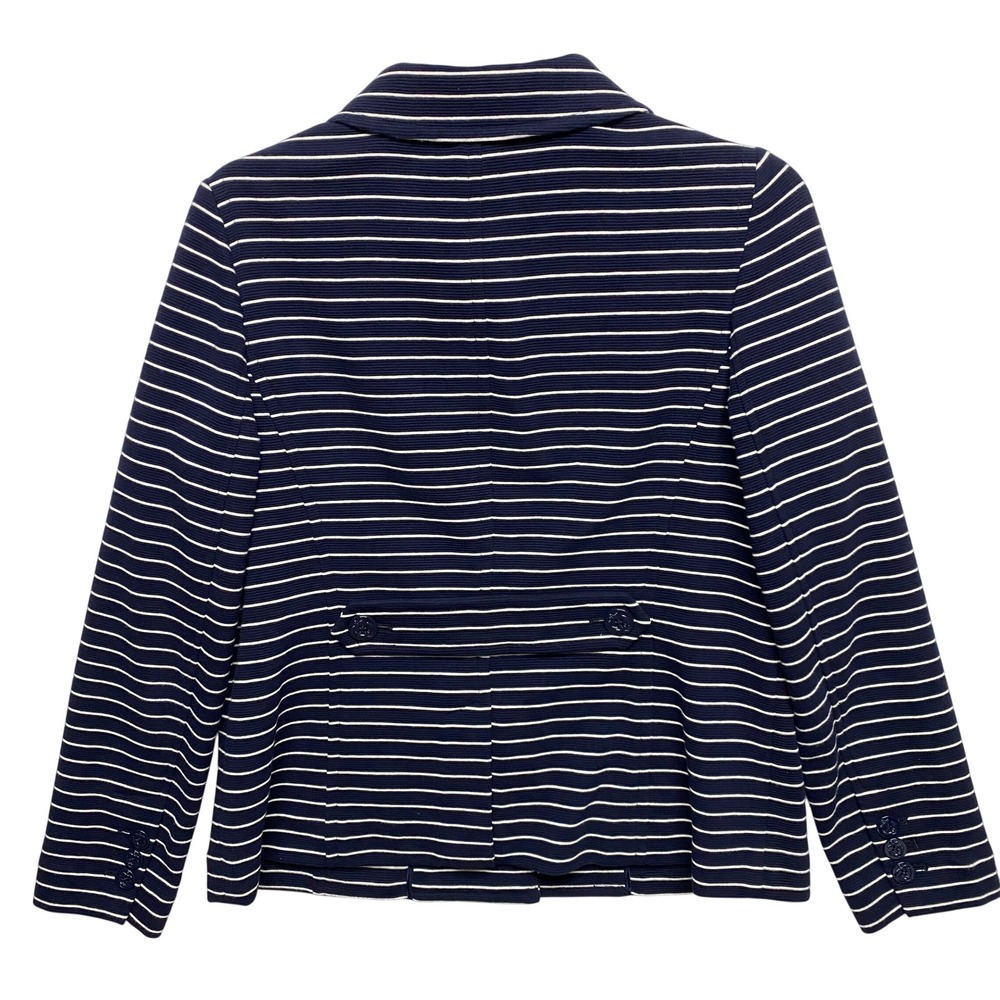 Talbots Petites Navy White Striped Blazer Jacket Women's MP - Picture 6 of 7